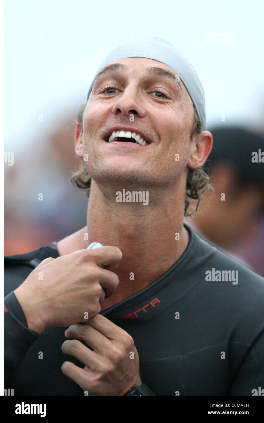 Matthew McConaughey competing in the Nautica Malibu Triathlon Los