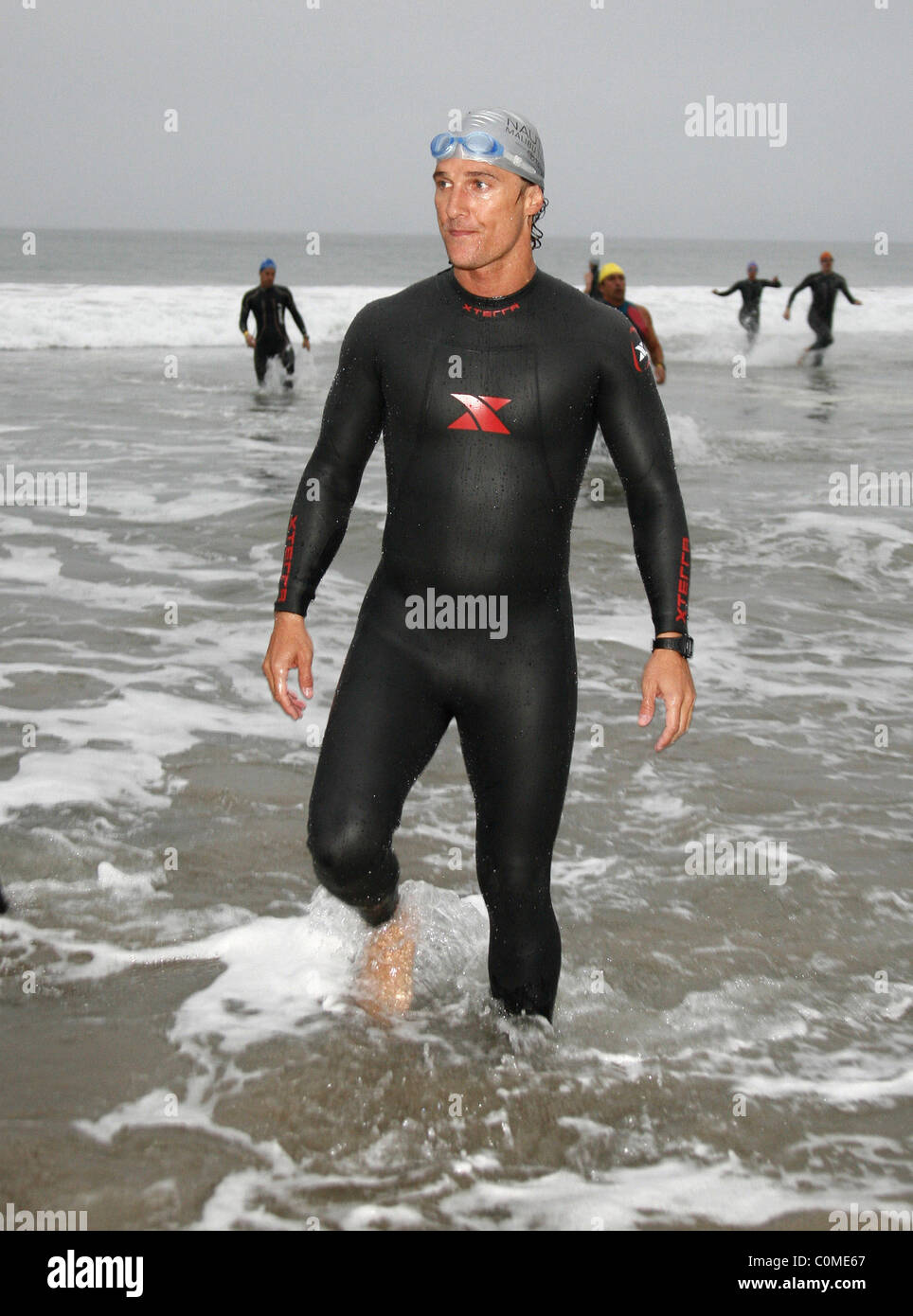 Matthew McConaughey competing in the Nautica Malibu Triathlon Los