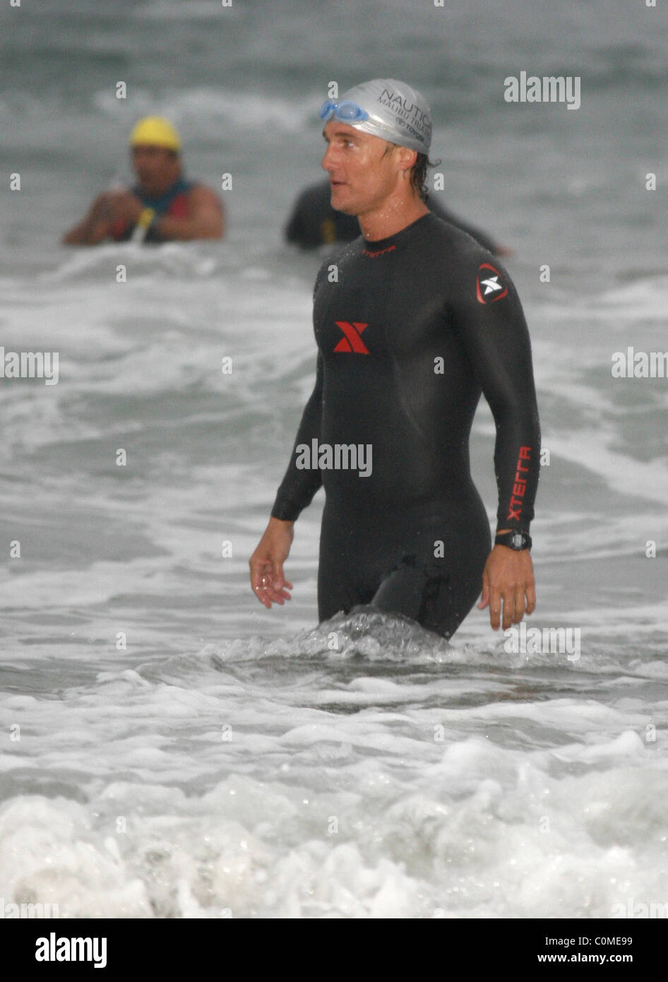 Matthew McConaughey competing in the Nautica Malibu Triathlon Los