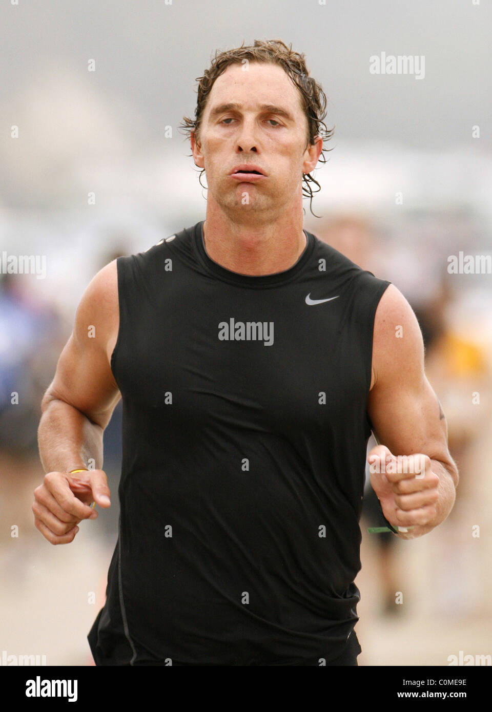 Matthew McConaughey competing in the Nautica Malibu Triathlon Los