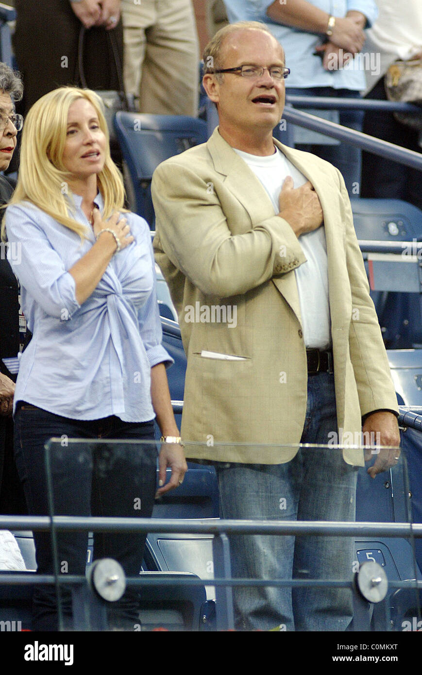 Camille Grammar and husband Kelsey Grammar US Tennis Open at Flushing Meadows - Day 3 New York