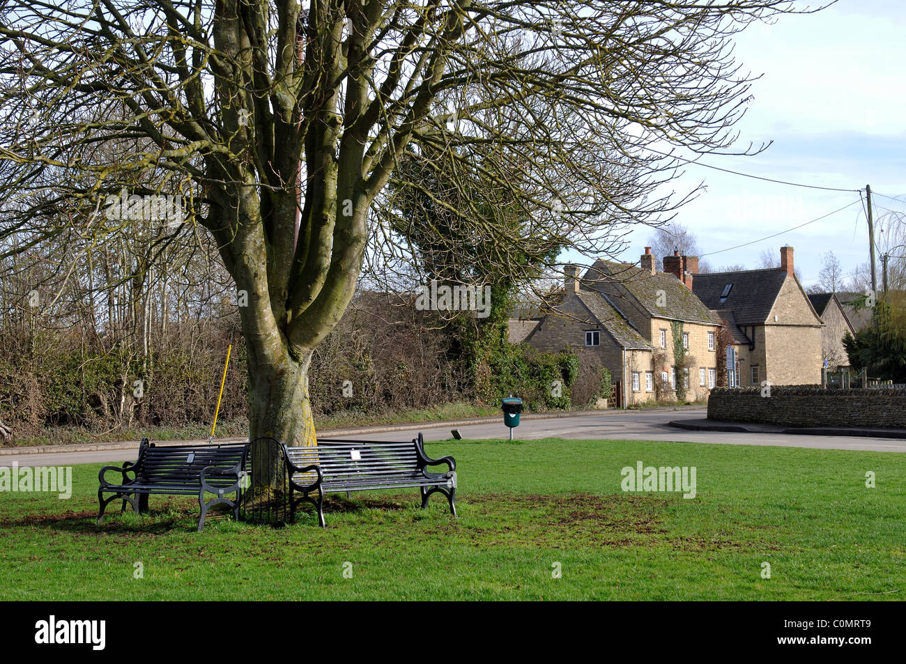 The village green, Ascott under Wychwood, Oxfordshire, England, UK
