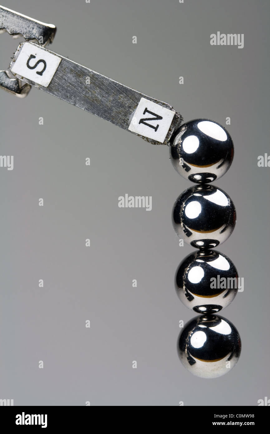 Round Steel Bearings Attracted to Stock Photo Alamy