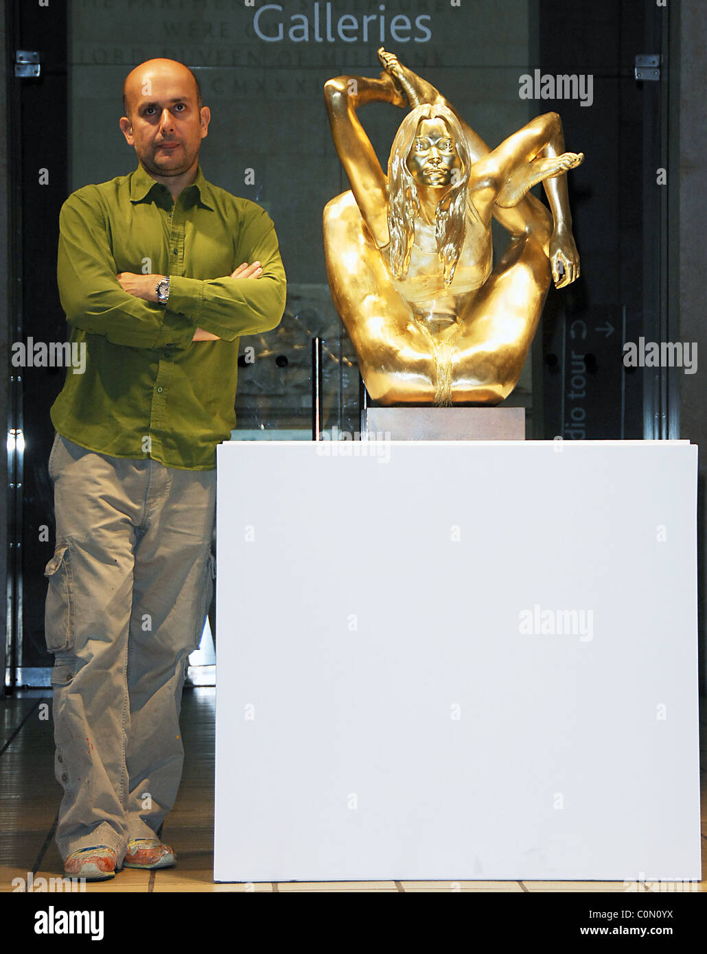 Marc Quinn unveils his solid gold sculpture, Siren, of supermodel Kate Moss at the British Museum. The piece is part of the Stock Photo