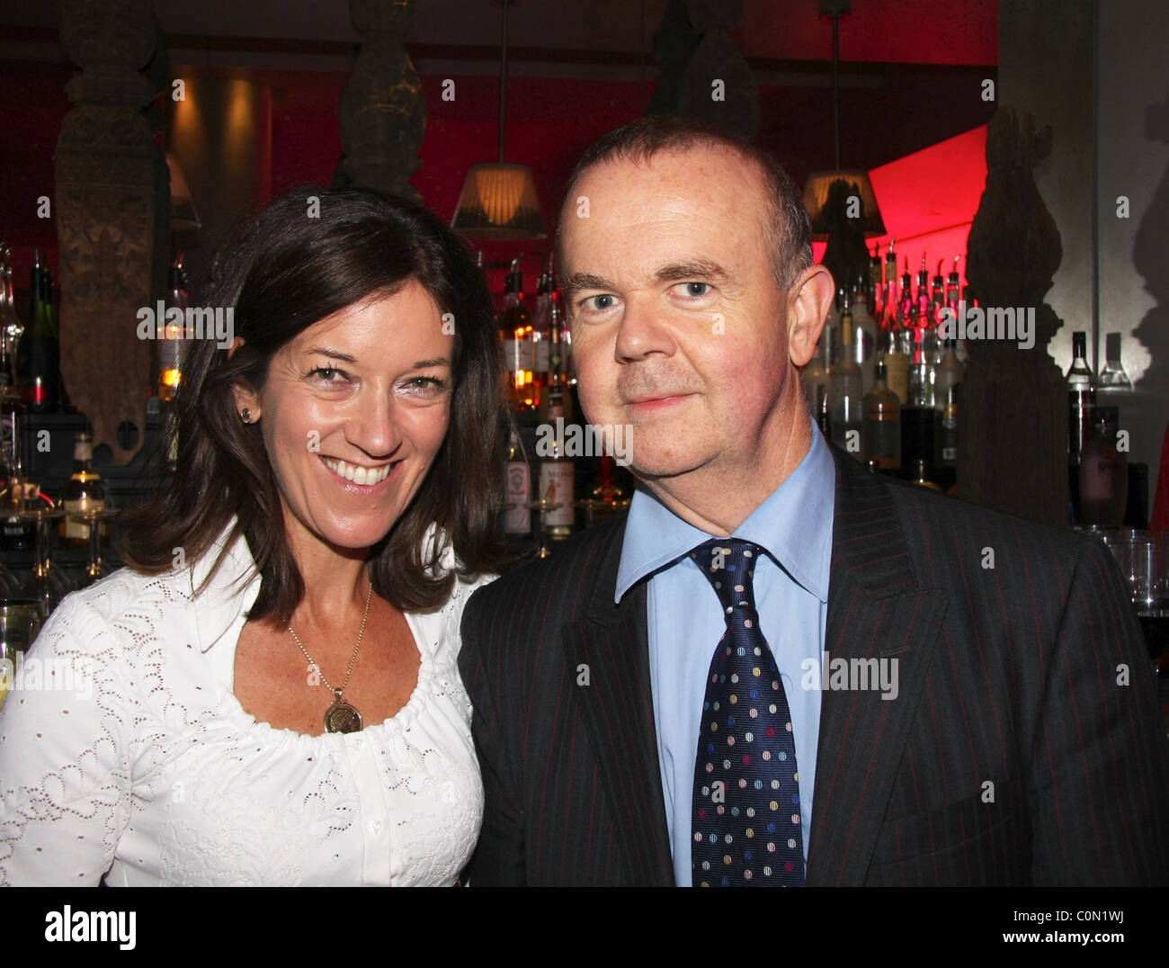 Victoria Hislop and Ian Hislop attend the Kathy Lette Book Launch 'To Love Honour and Betray' held at the Haymarket Hotel. Stock Photo