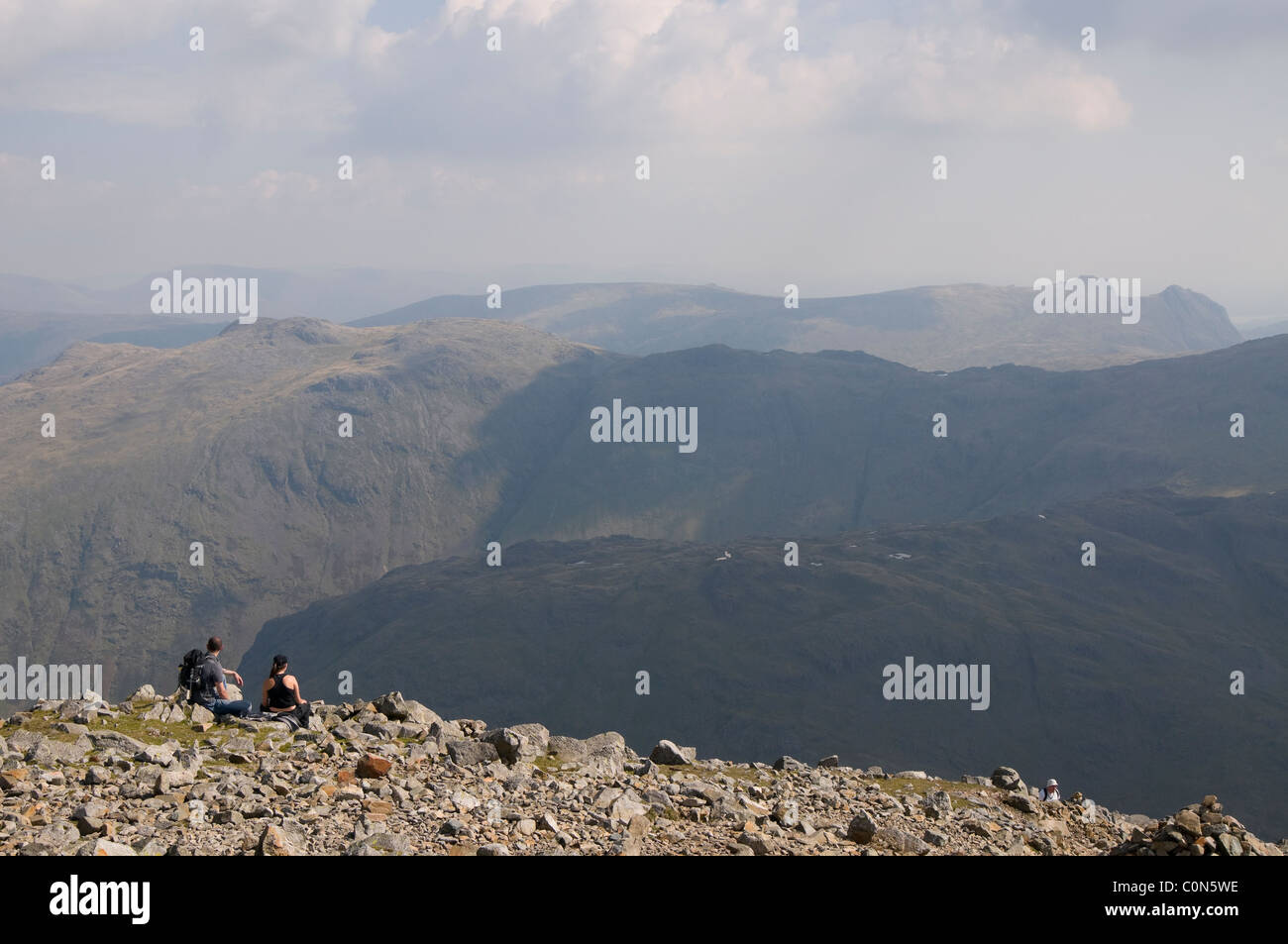 Looking East from the Summt of Great Gable, The  Lake District National Park Cumbria England Stock Photo