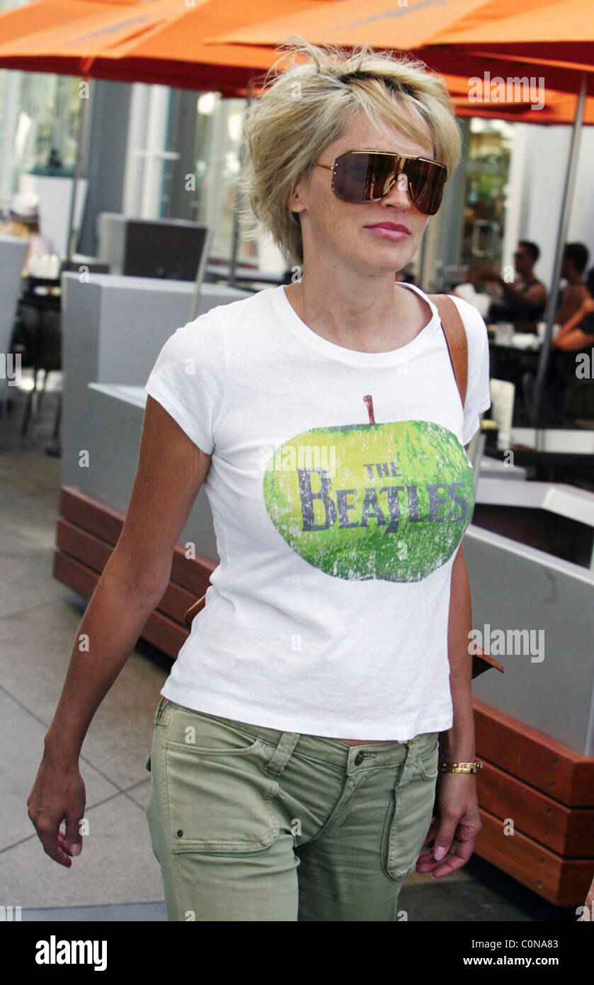 Sharon Stone spotted wearing a Beatles t-shirt in West Hollywood  California, USA - 05.10.08 Stock Photo - Alamy