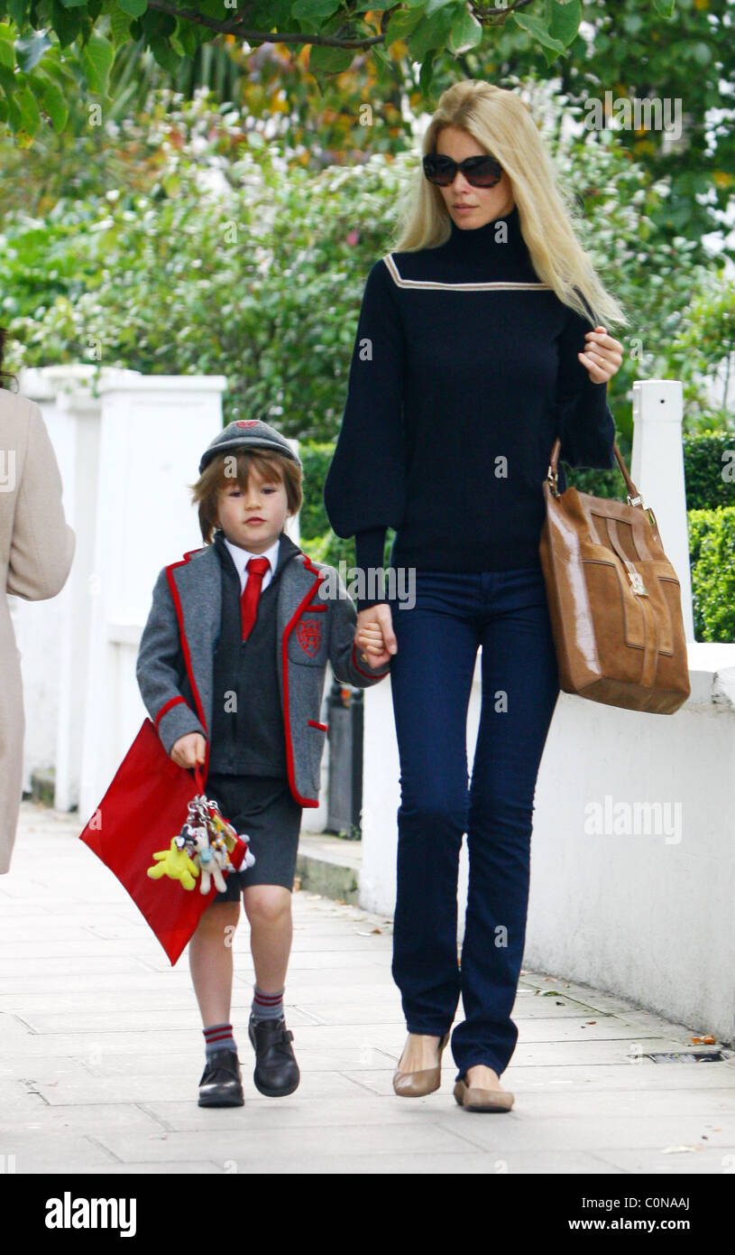 Claudia Schiffer takes her son Casper to school London, England - 06.10.08 A. Benjilali / Stock Photo