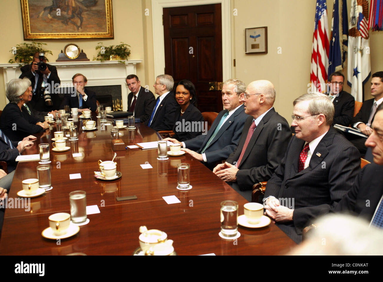 President W Bush and members of his met with members of