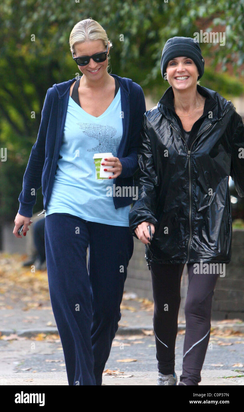 Denise Van Outen in her gym clothes while carrying a hot beverage ...