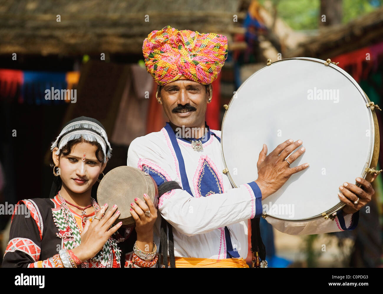 Traditional Indian Folk Musicians Performing In A Fair Surajkund