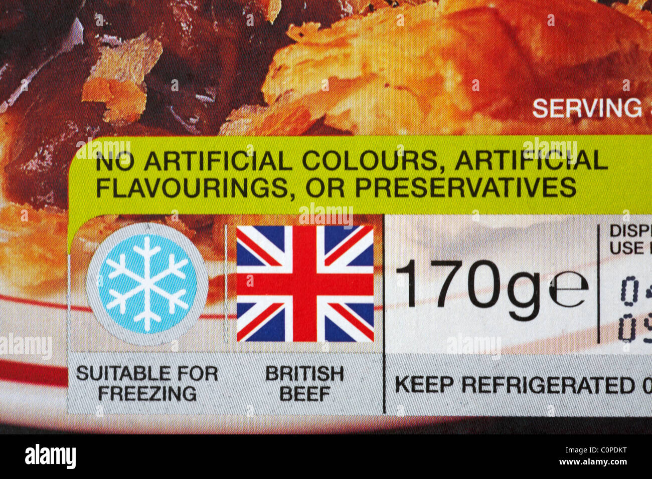 Information on front of a Marks & Spencer Scottish Steak pie box Stock Photo