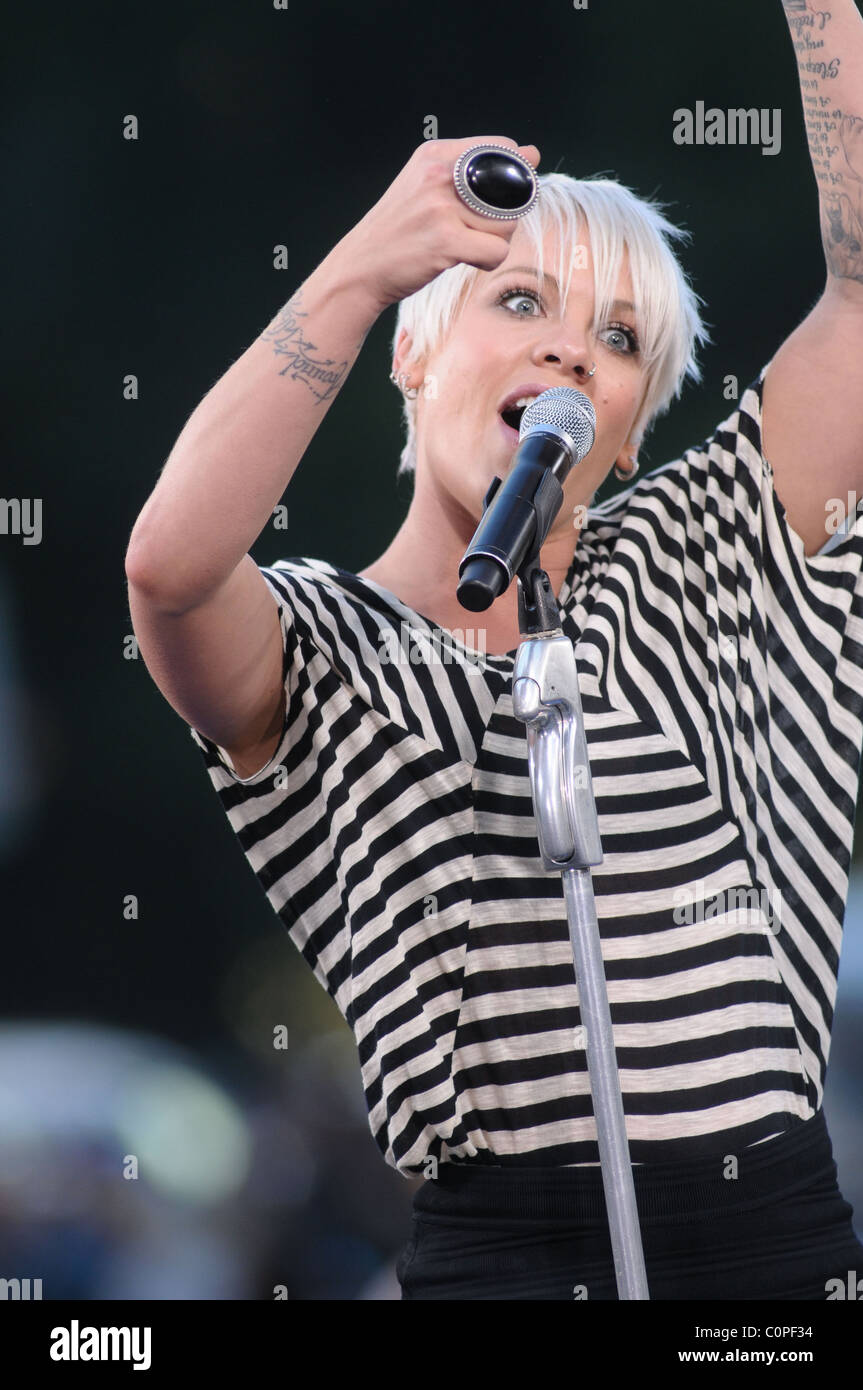 Pink aka Alecia Moore performing live on CBS' 'The Early Show' New York ...