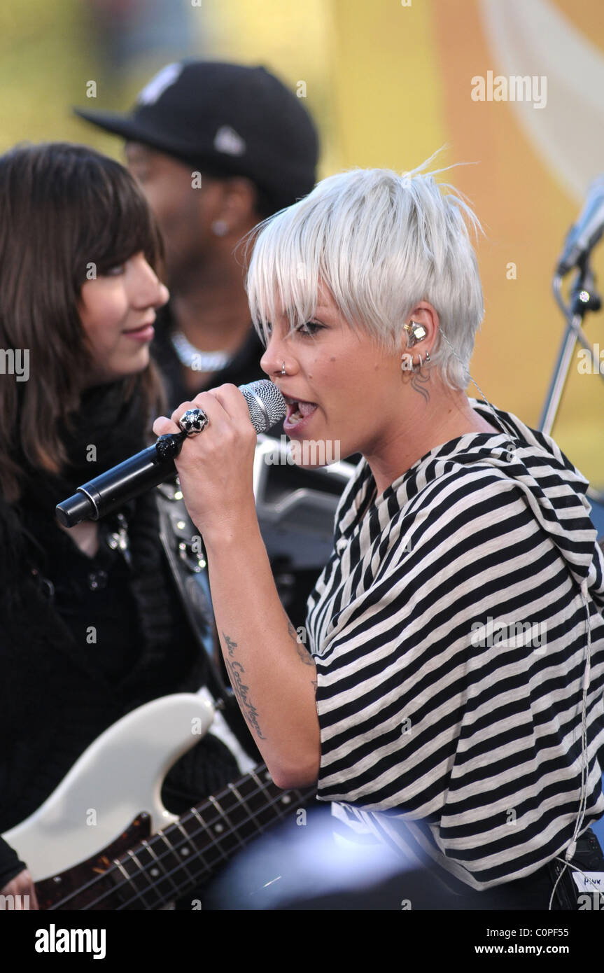 Pink aka Alecia Moore performing live on CBS' 'The Early Show' New York ...