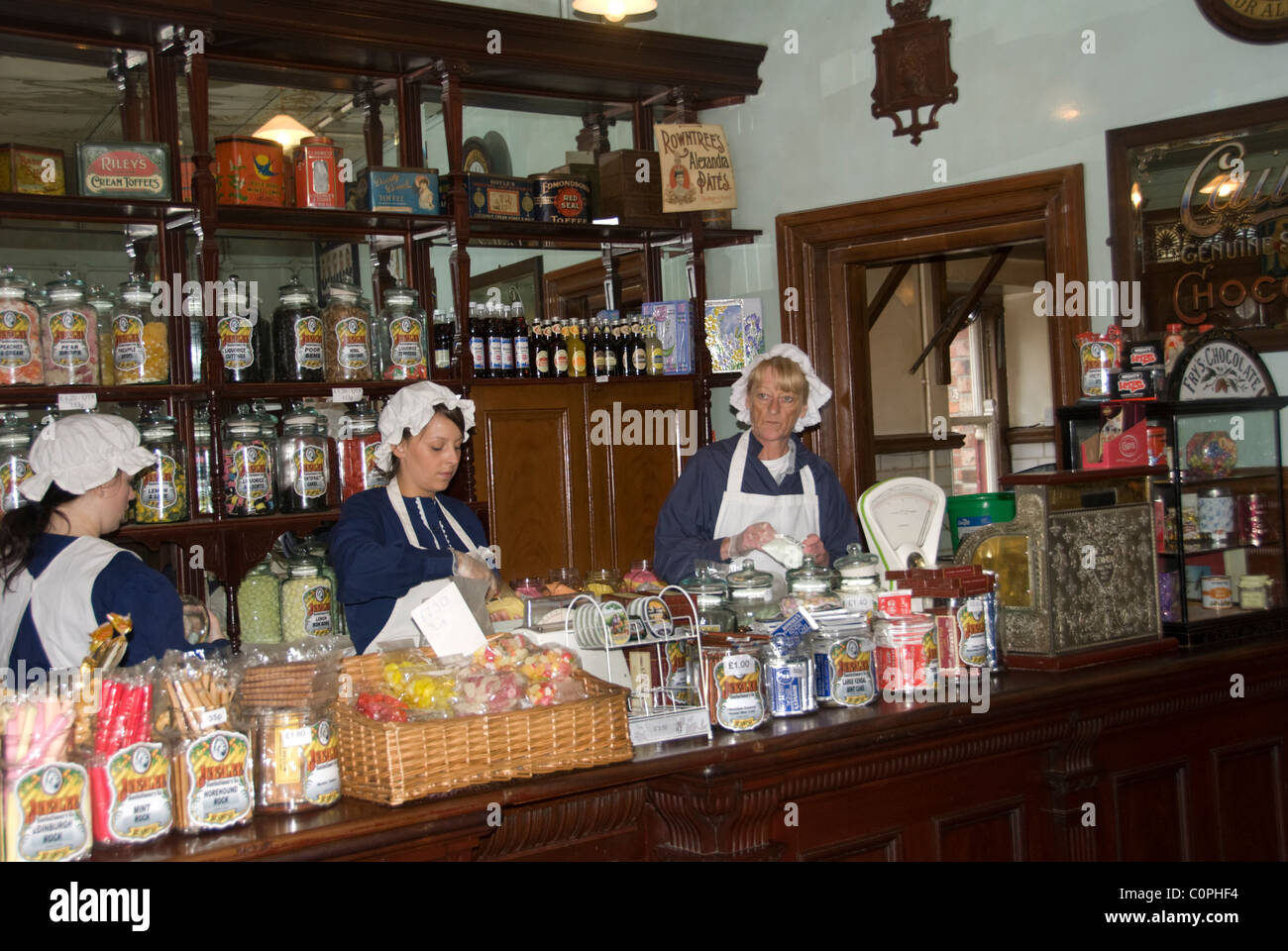 DURHAM BEAMISH  MUSEUM INT THE SWEET  SHOP  Stock Photo 