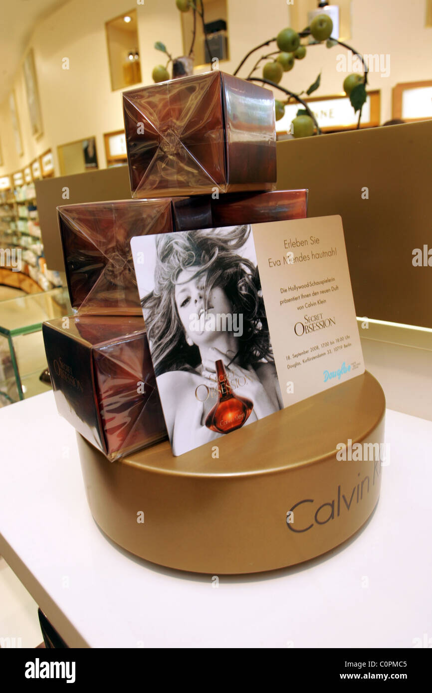Atmosphere Eva Mendes launches the new fragrance Secret Obesession by Calvin  Klein at Douglas store Kurfrstendamm Berlin Stock Photo - Alamy