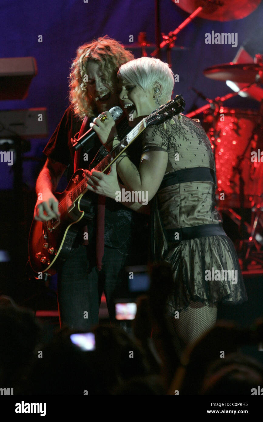 Pink aka Alecia Moore performing at the Sala Luz de Gas Barcelona, Spain - 10.11.08 Stock Photo