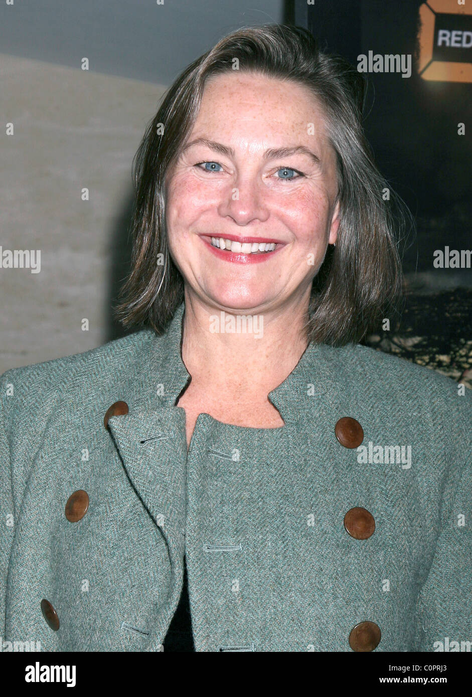 Cherry Jones arriving at a photo exhibit featuring pictures taken