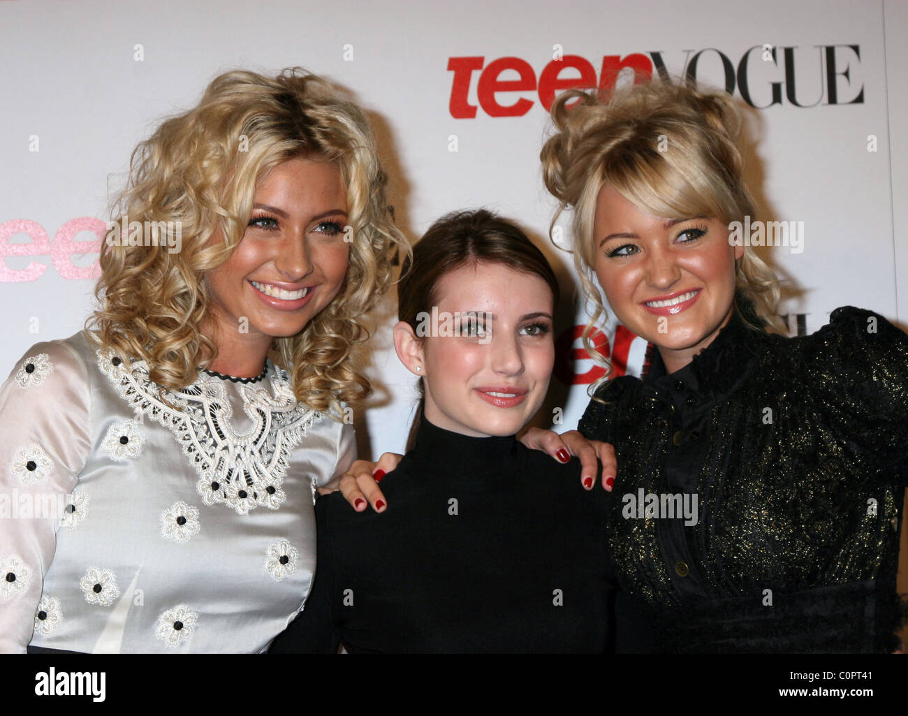 Emma Roberts with Aly and AJ Michalka  6th Annual Teen Vogue Young Hollywood Party held at Los Angeles County Museum of Art Stock Photo