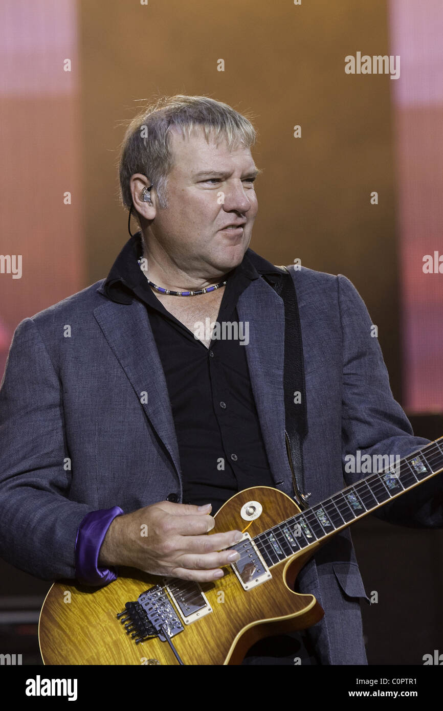 Alex Lifeson Lead guitarist of Rush during concert at the Nikon Jone's
