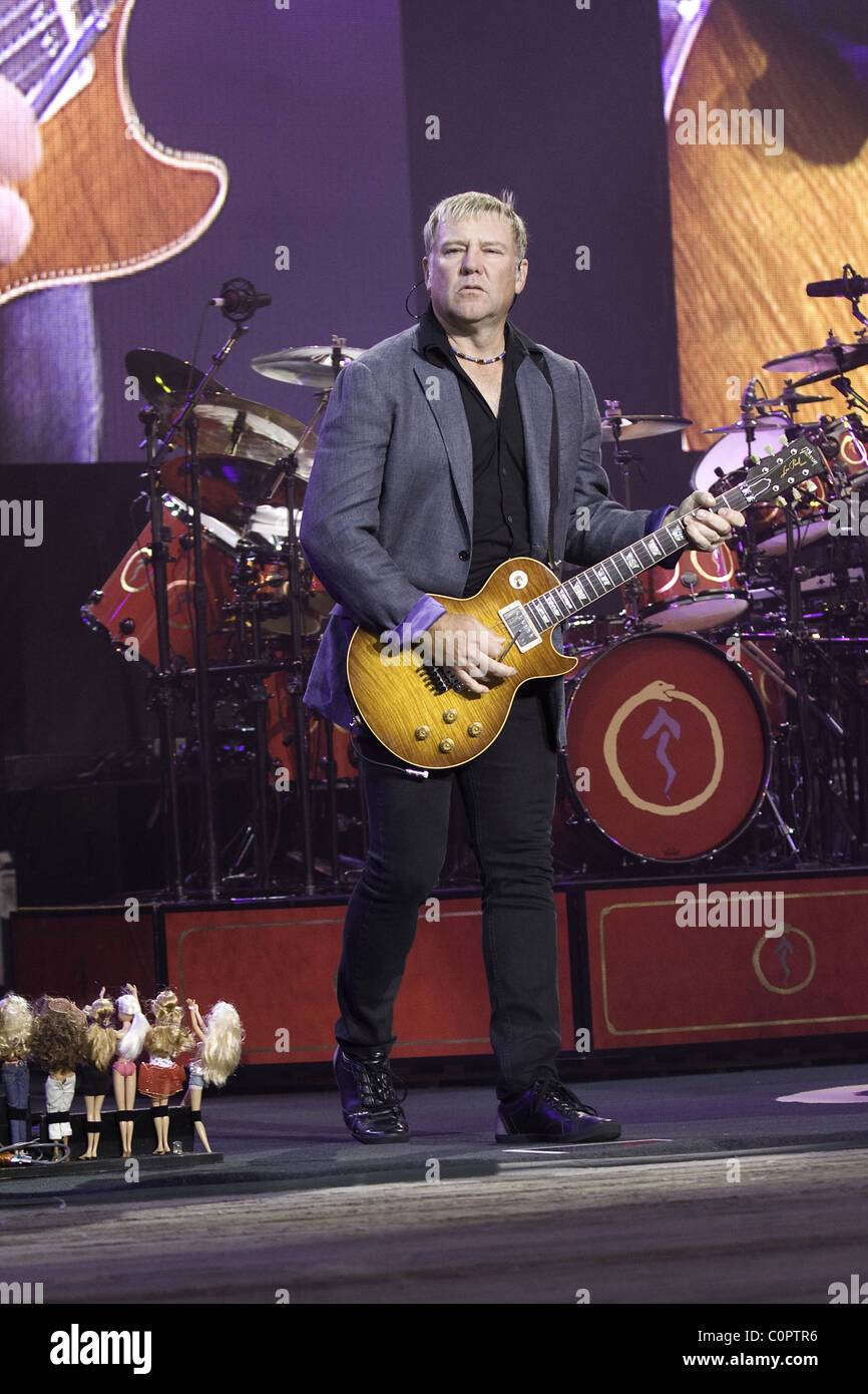 Alex Lifeson Lead guitarist of Rush during concert at the Nikon Jone's