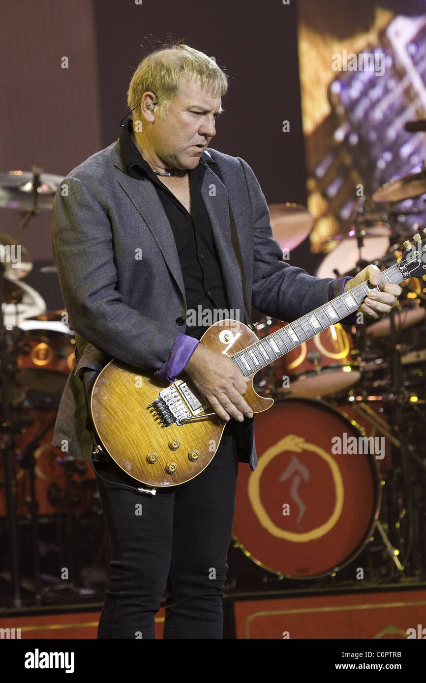 Alex Lifeson Lead guitarist of Rush during concert at the Nikon Jone's  Beach Theater in Wantagh New York City, USA - 14.07.08 Stock Photo - Alamy