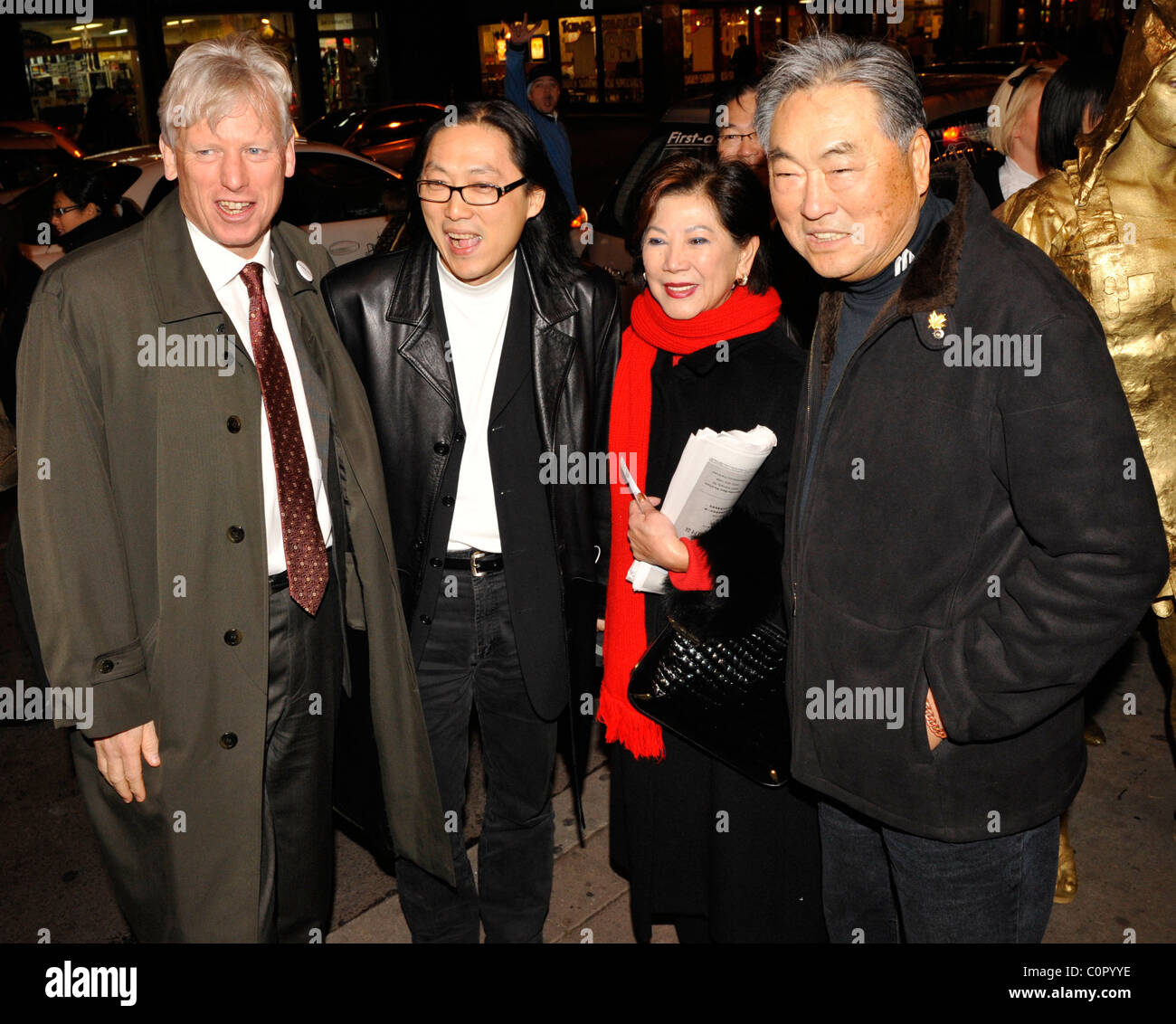 Mayor David Miller (L), Filmmaker Kenneth Bi, and friends attend the ...