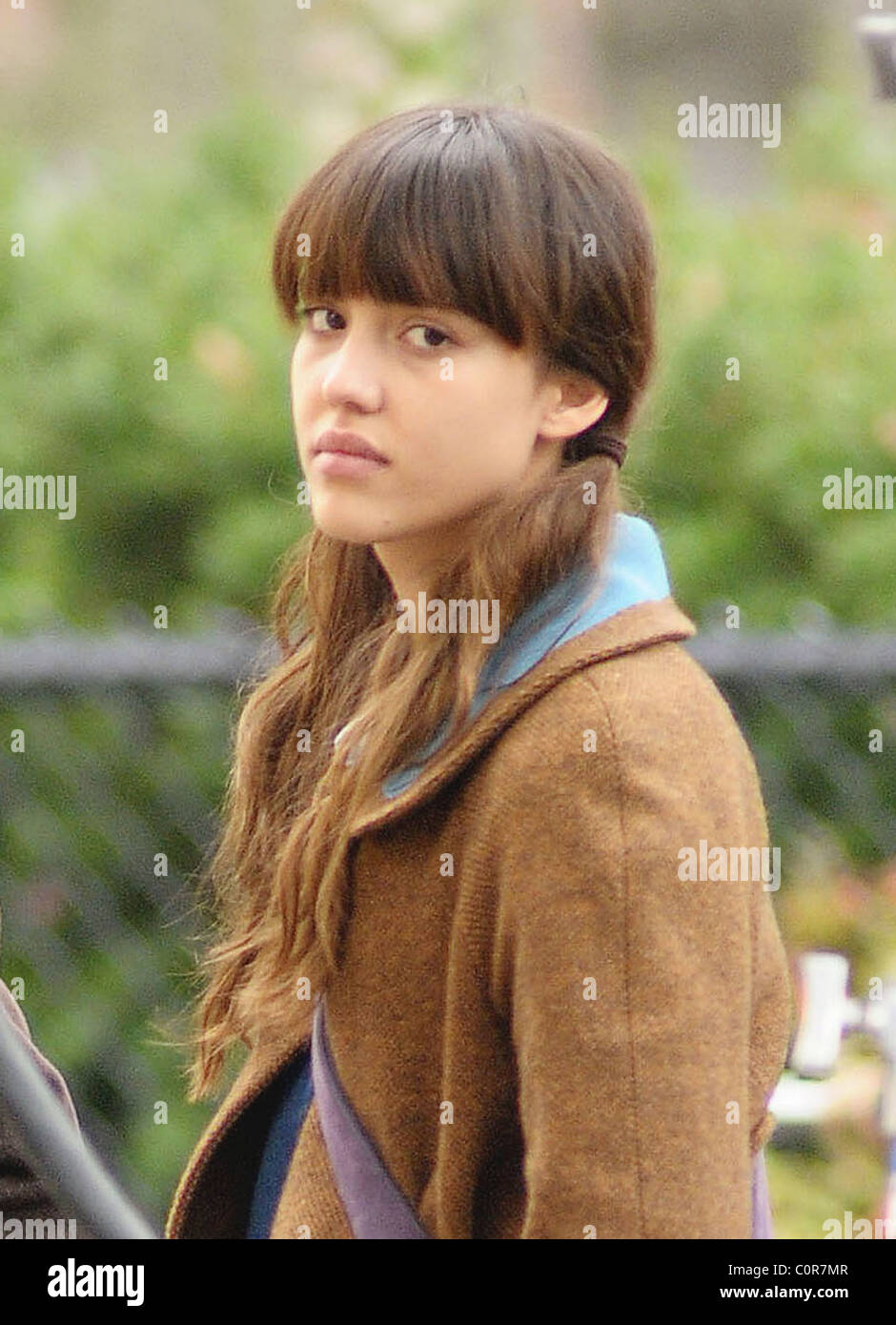 Jessica Alba filming on location of her new movie 'An Invisible Sign of My  Own' in City Island The Bronx, New York City Stock Photo - Alamy