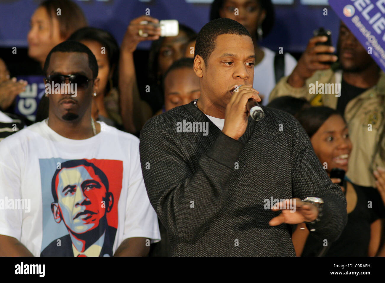 Jay - Z and Sean "Diddy" Combs speaking at the Last Chance For Change rally  at Florida Memorial College Miami Gardens, Florida Stock Photo - Alamy