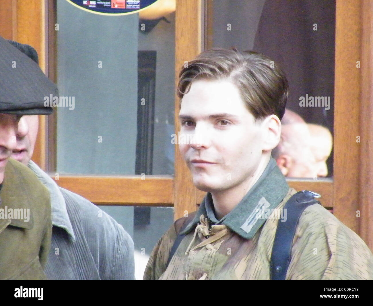 Actor Daniel Bruehl as German sniper "Frederick Zoller" during a break