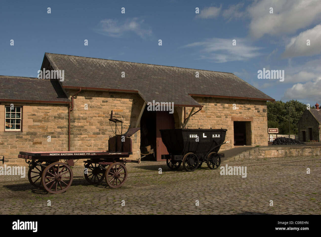 DURHAM; BEAMISH MUSEUM ; 1913 TRAIN WAGONS Stock Photo