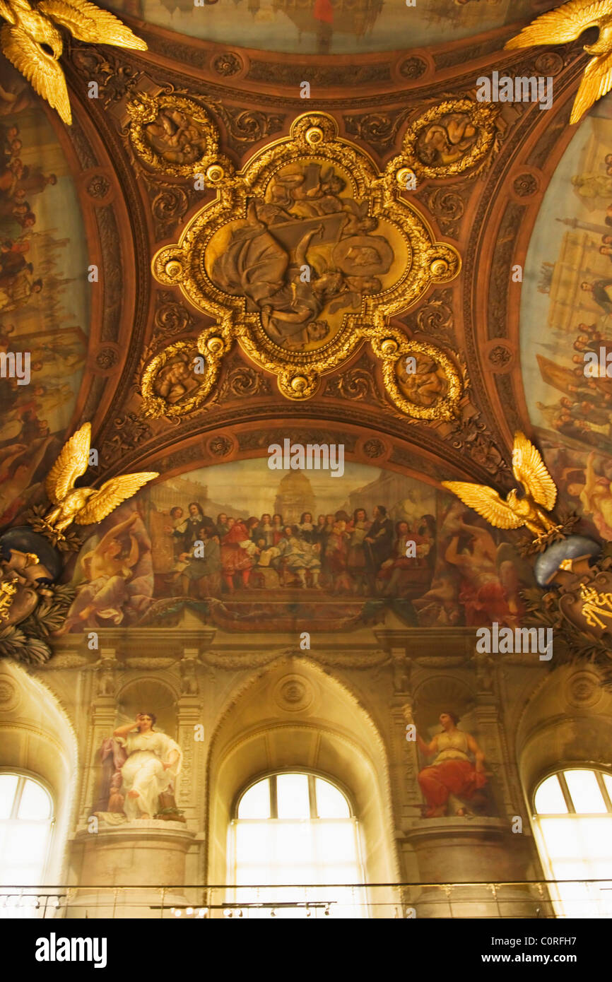 Mural on the wall of a museum, Musee Du Louvre, Paris, France Stock Photo