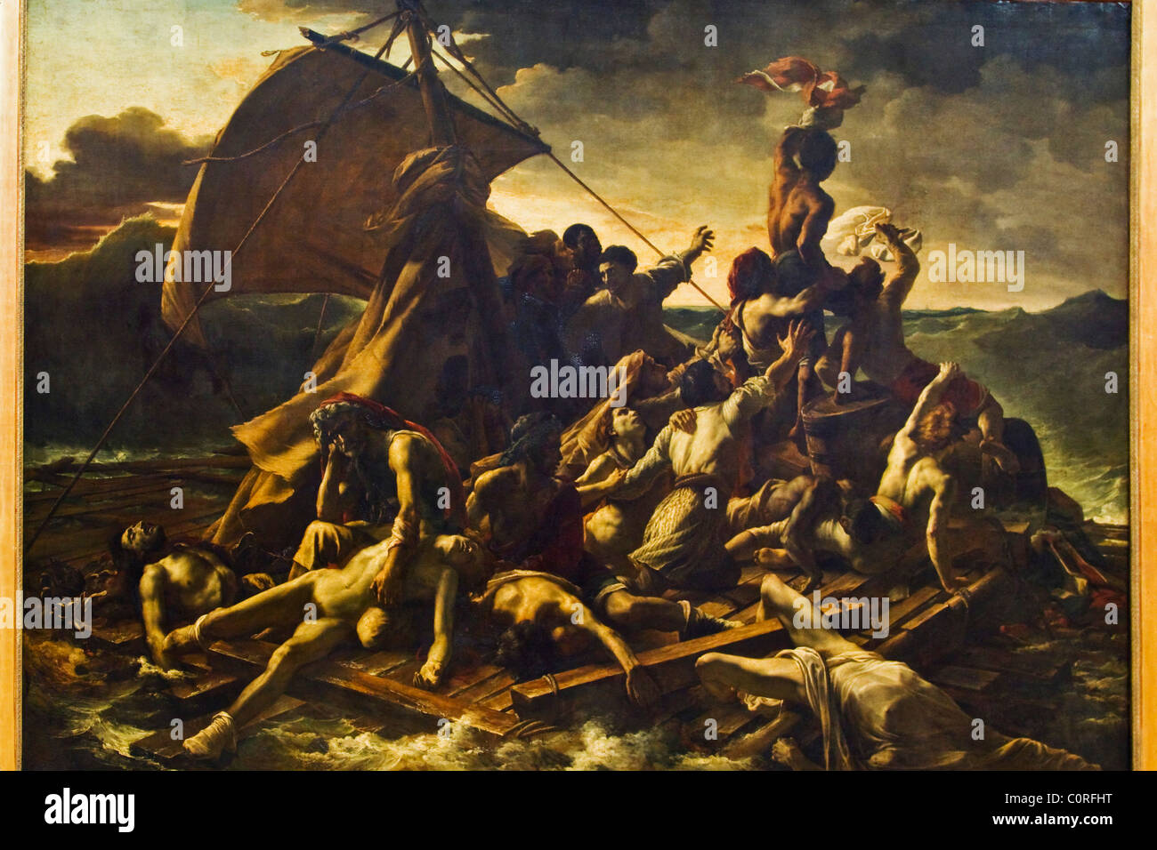 Painting of The Raft Of The Medusa in a museum, Musee Du Louvre, Paris