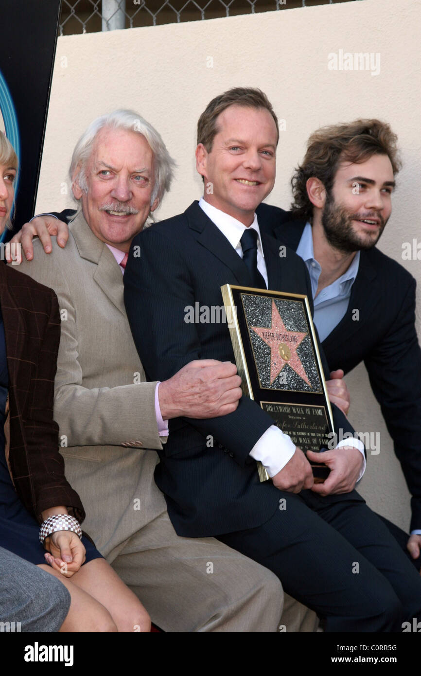 Kiefer Sutherland , Donald Sutherland and family Kiefer Sutherland receives the 2,377th Star on the Hollywood Walk of Fame Los Stock Photo