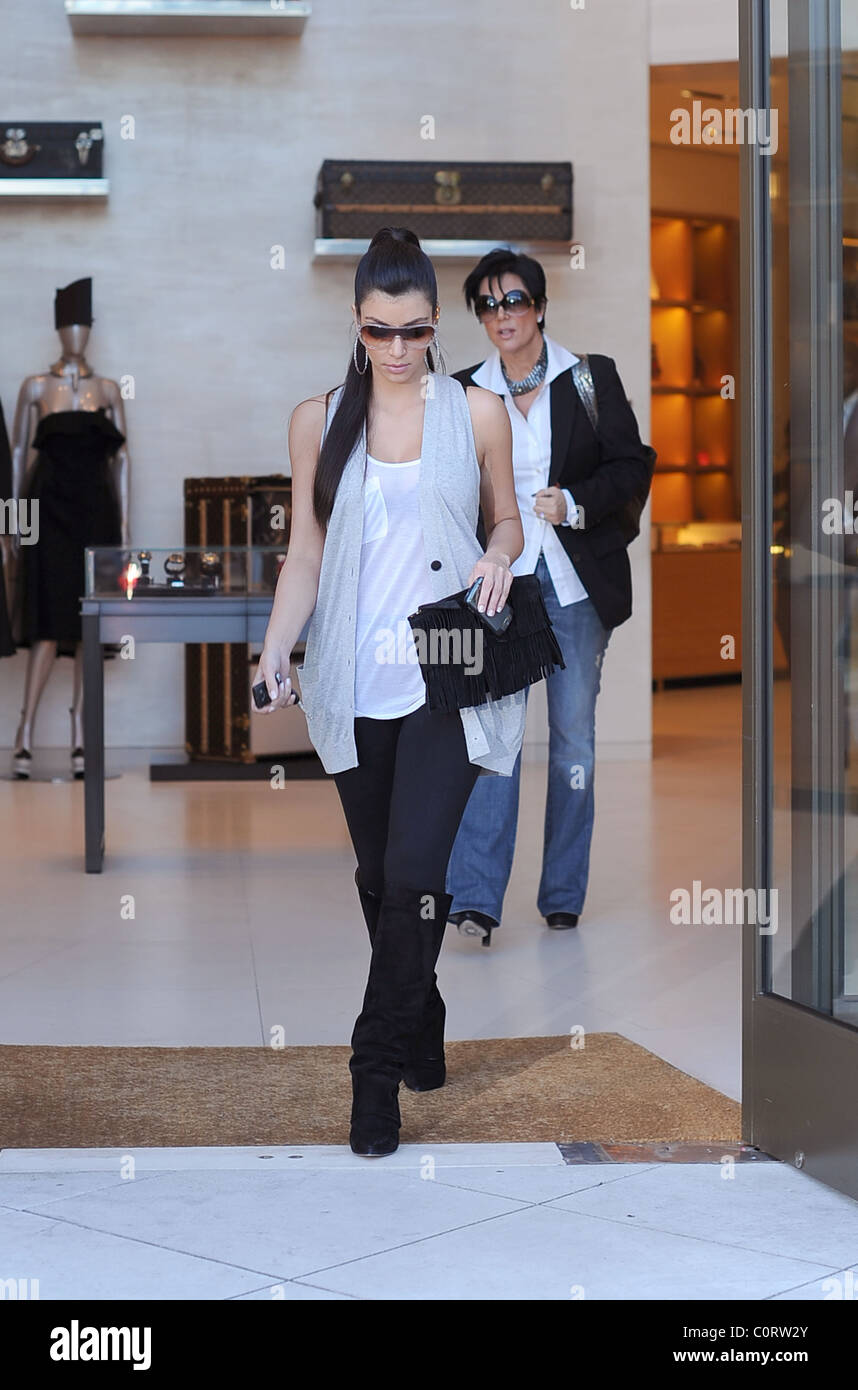 Kim Kardashian and her mother Kris Jenner leaving the Louis Vuitton store  in Beverly Hills Los Angeles, California - 10.12.08 Stock Photo - Alamy