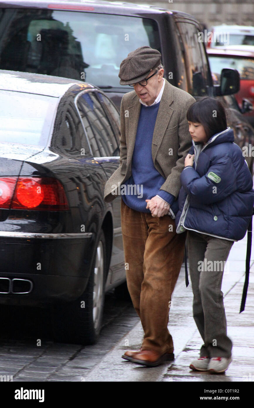 Woody Allen and daughter Bechet Dumaine leaving their hotel Dresden, Germany - 19.12.08 Stock Photo