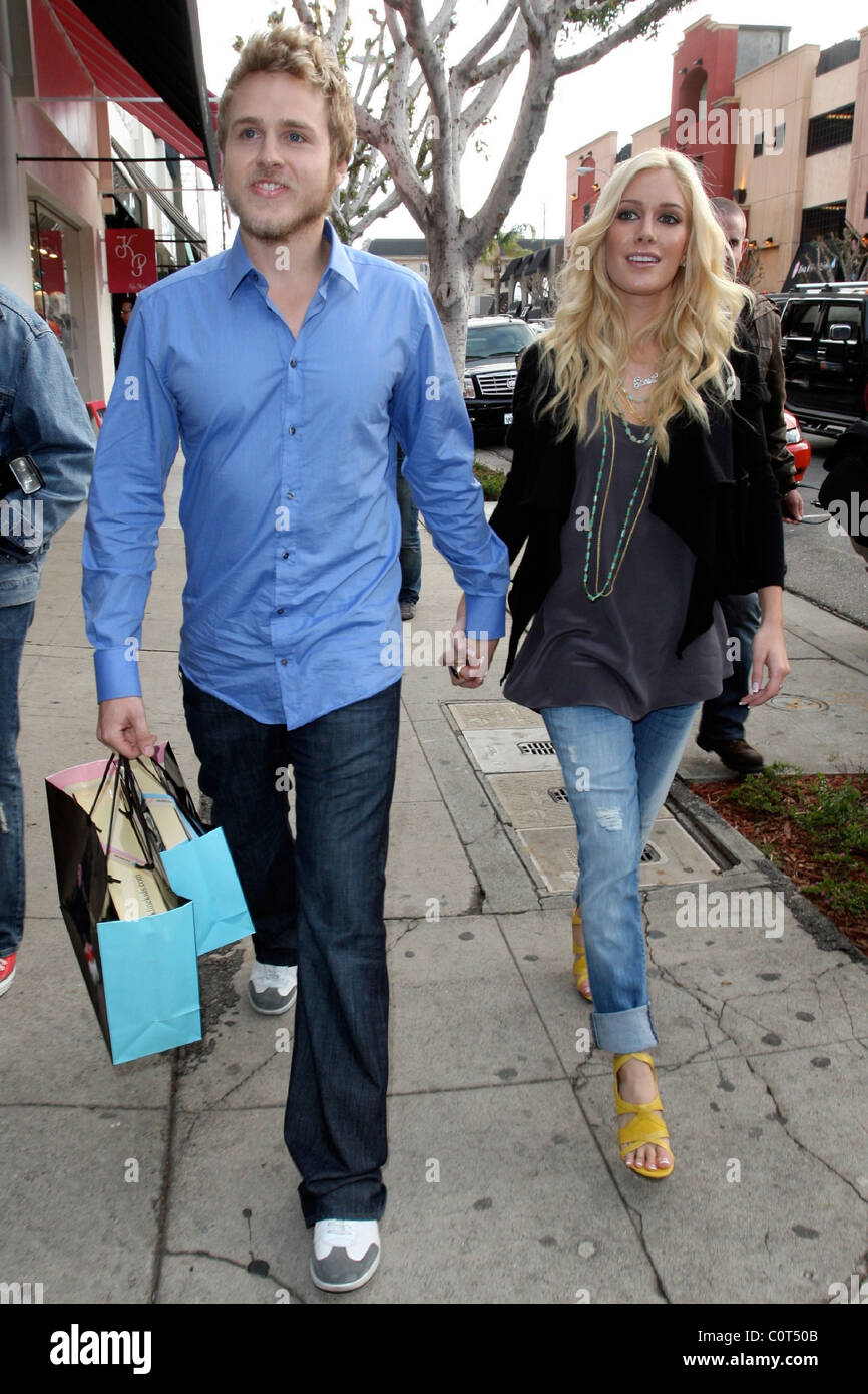 Heidi Montag and Spencer Pratt seem in a very playful mood as they go Christmas shopping for baby clothes and presents at Lisa Stock Photo