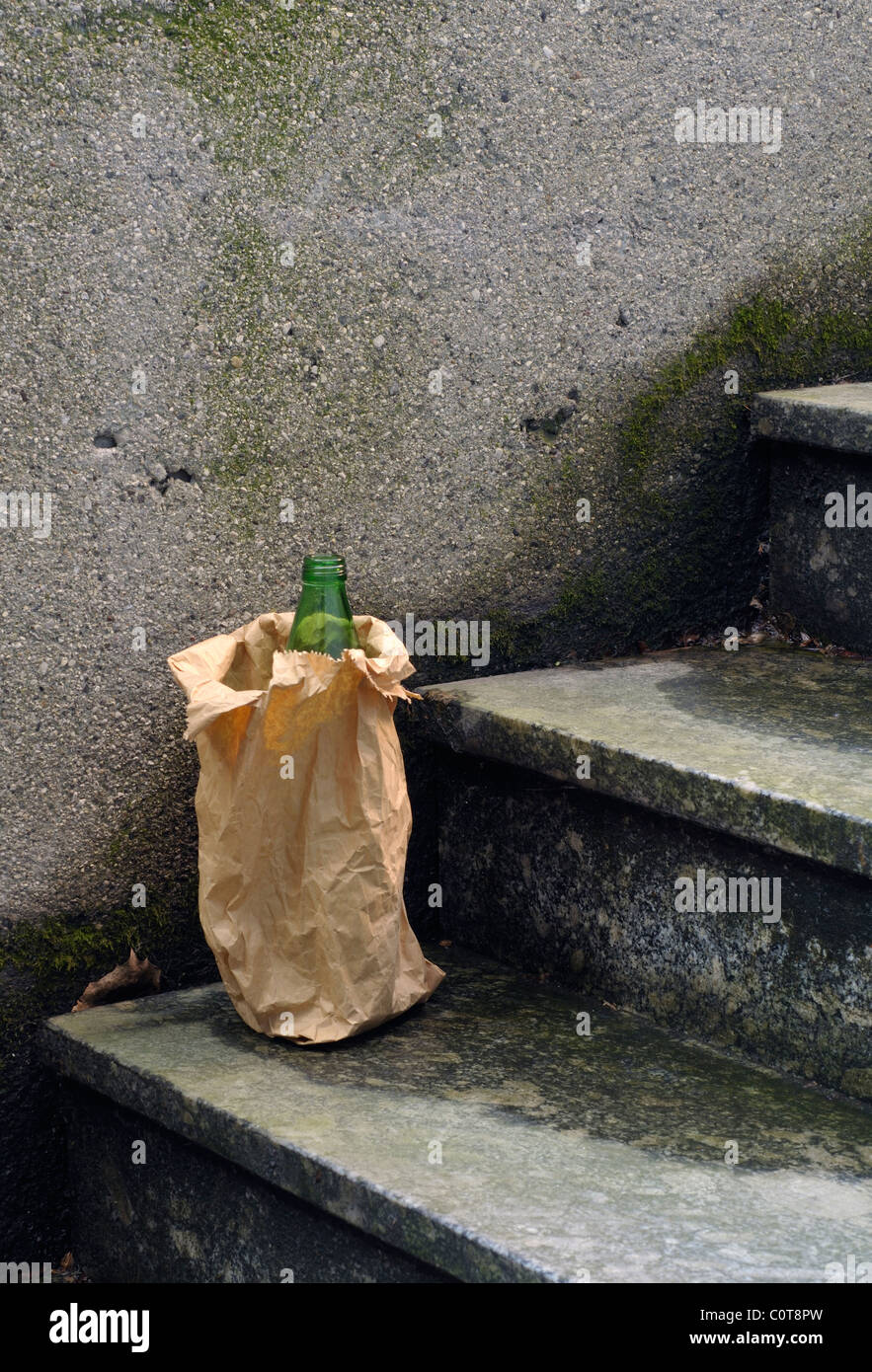 alcohol bottle in brown paper bag Stock Photo Alamy