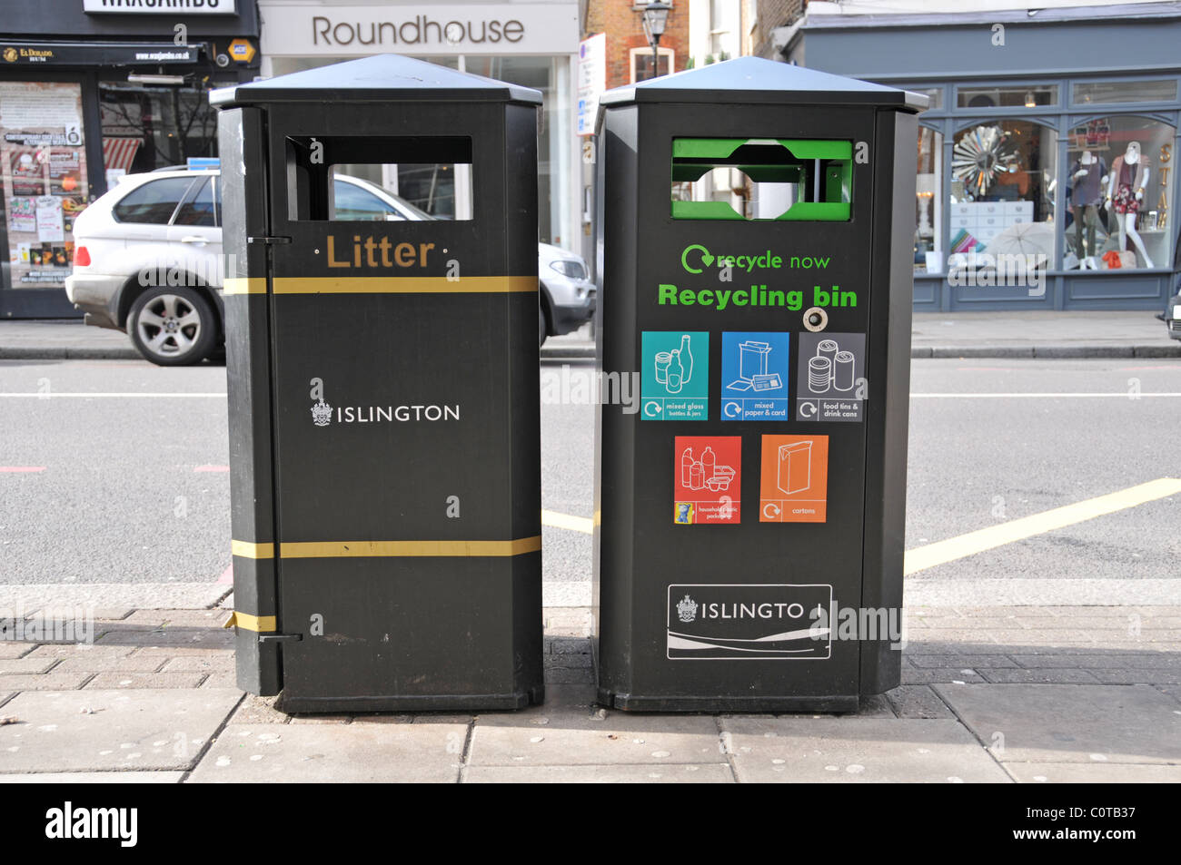 Recycling litter bins bin plastic glass paper cardboard cans bottles