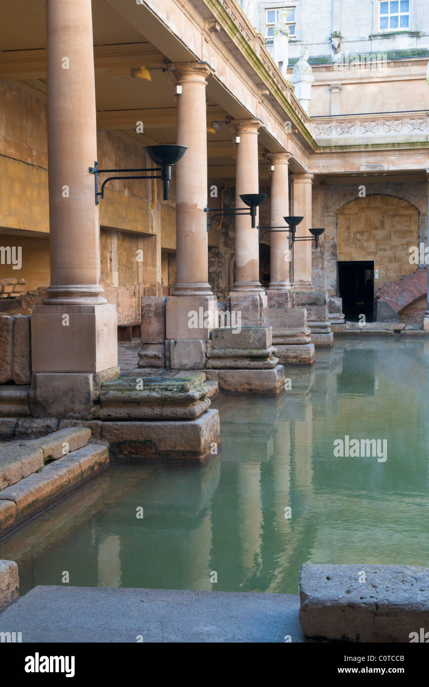 Great Bath. The Roman Baths, Bath, Somerset, UK. Stock Photo