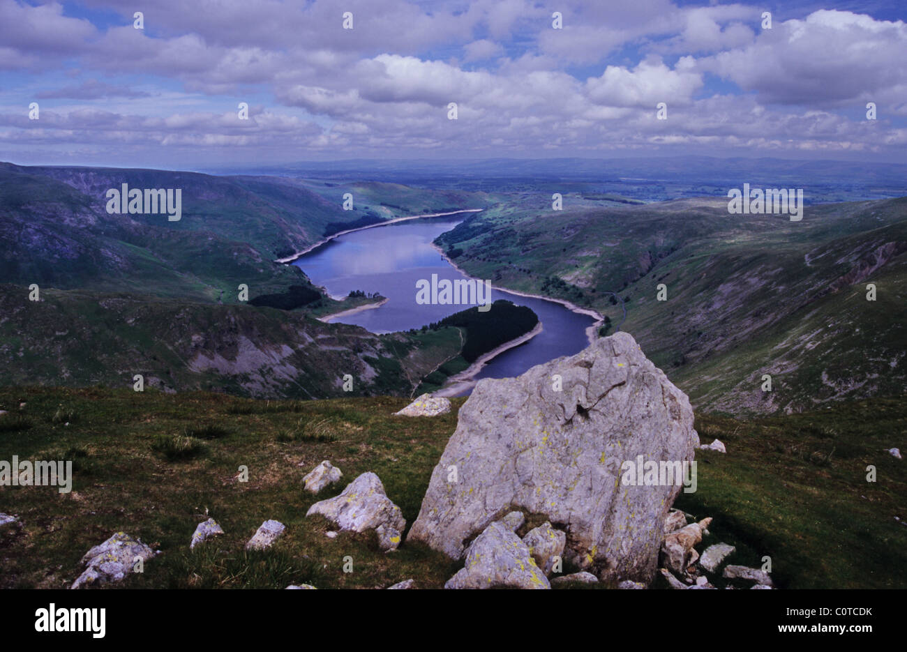 Haweswater reservoir, with boulders in the foreground. The lake district. Cumbria. England Stock Photo