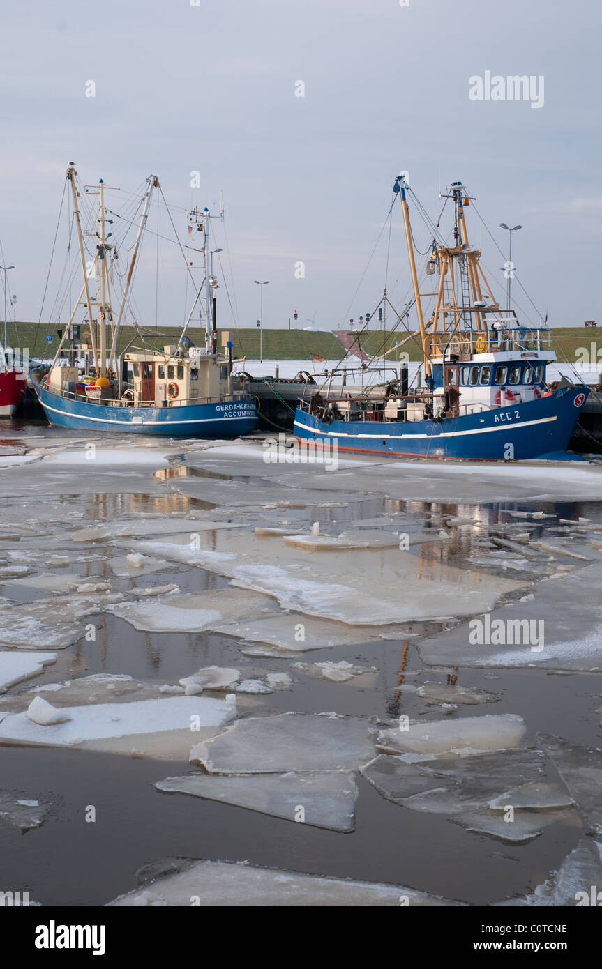 fishing boats in the harbour of Dornumersiel, Northsea, East Frisia Stock Photo