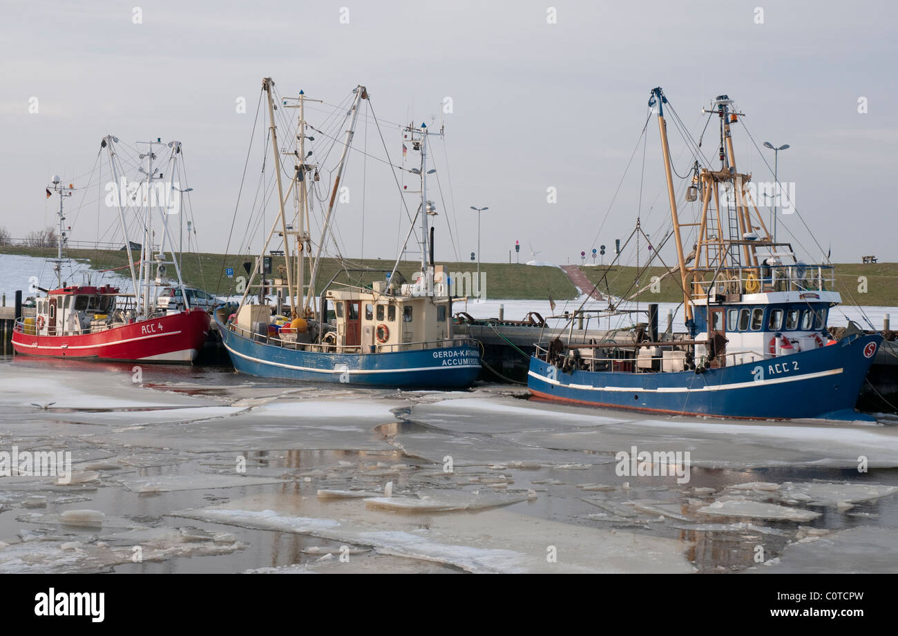 fishing boats in the harbour of Dornumersiel, East Frisia, Northsea Stock Photo