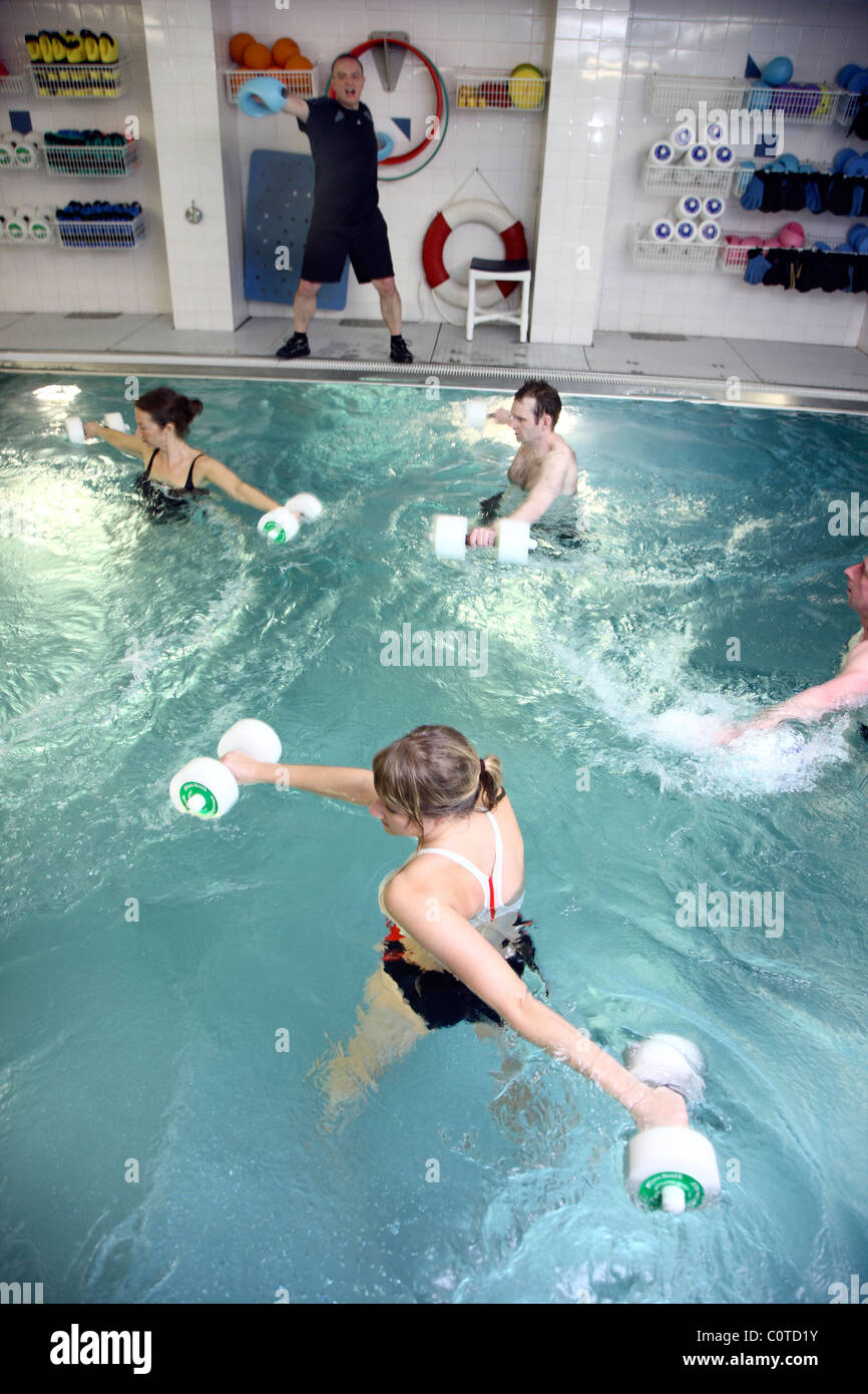 Water gymnastics, aqua aerobics as a physical therapy. Patients in a pool Stock Photo Alamy