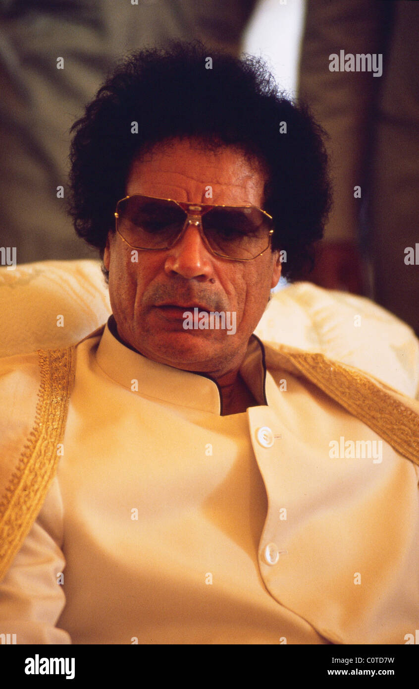 Libyan President Muammar Gaddhafi during celebrations in Tripoli marking his 20th anniversary in