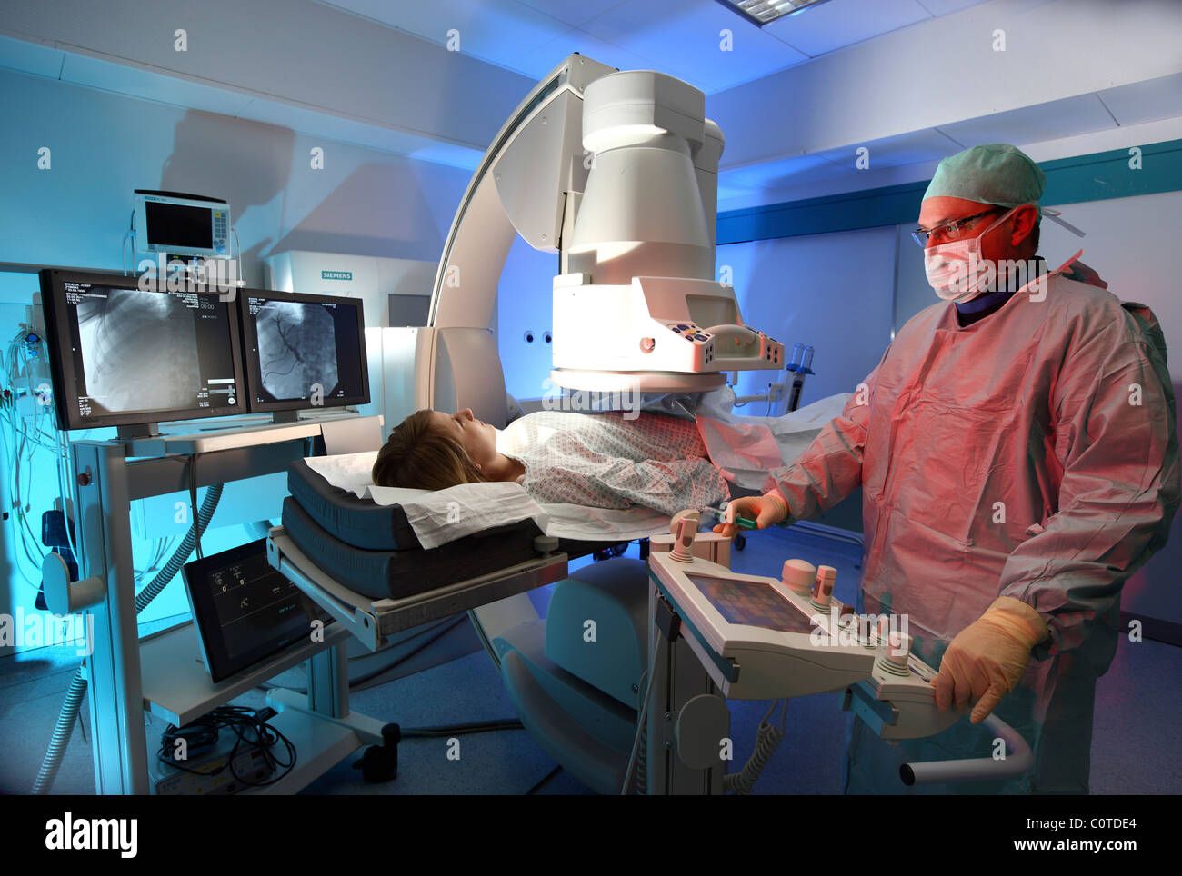 Hospital, diagnostic radiology. Angiography. Stock Photo