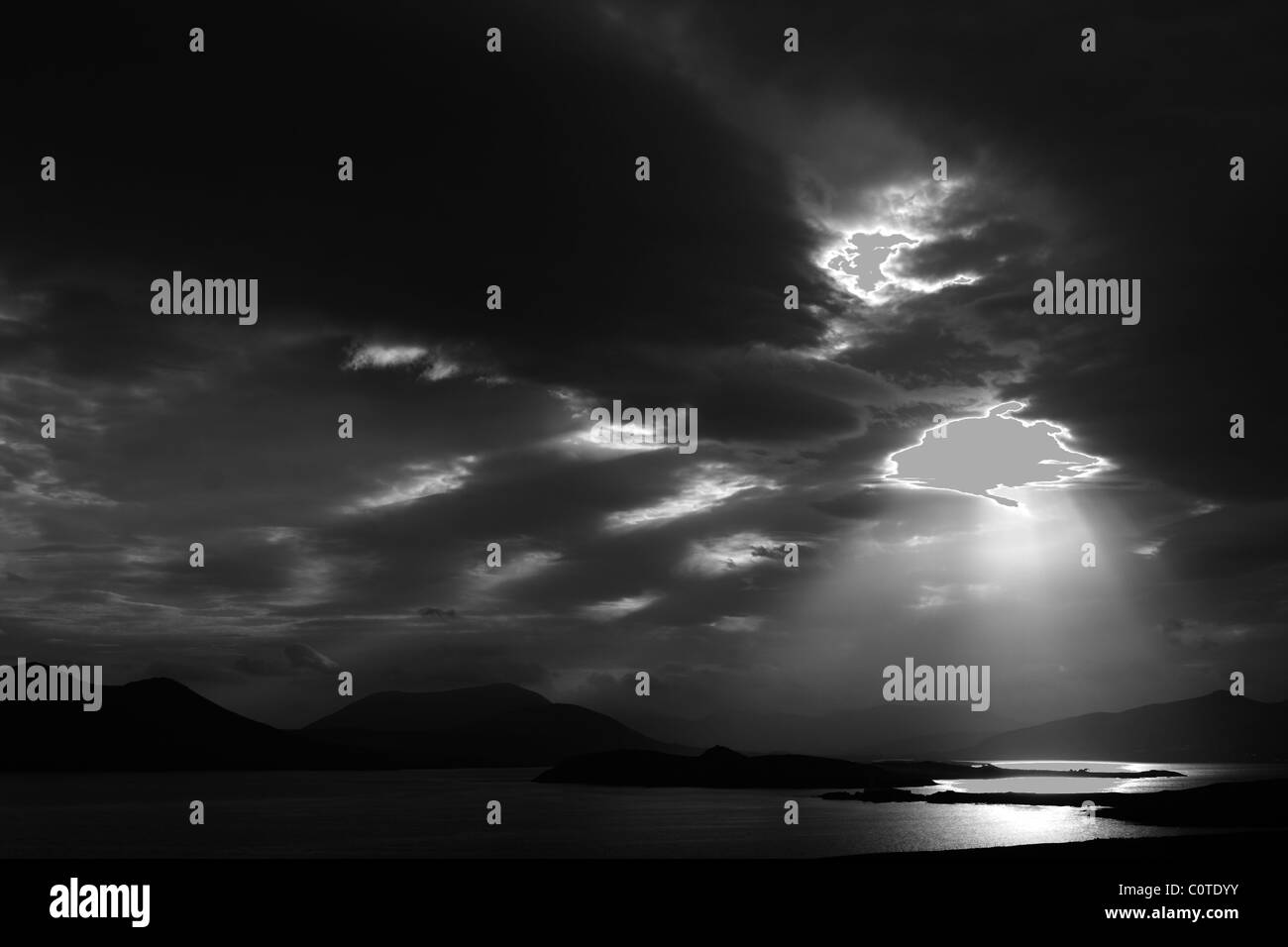 Sunrise in Black and White, Valentia Island, Ireland Stock Photo