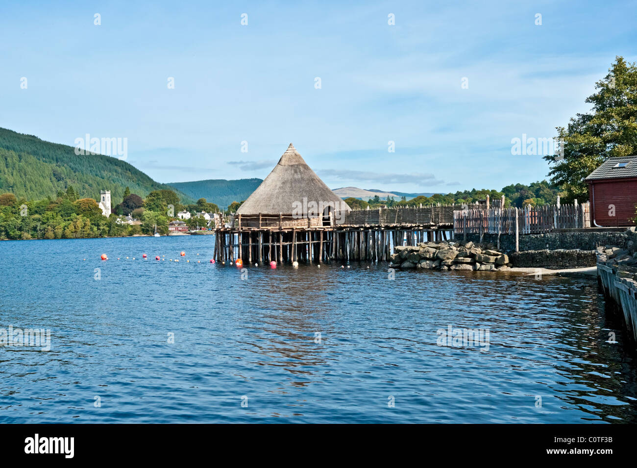 The Scottish Crannog Centre on Loch Tay near Kenmore Scotland as seen from the western loch shore Stock Photo