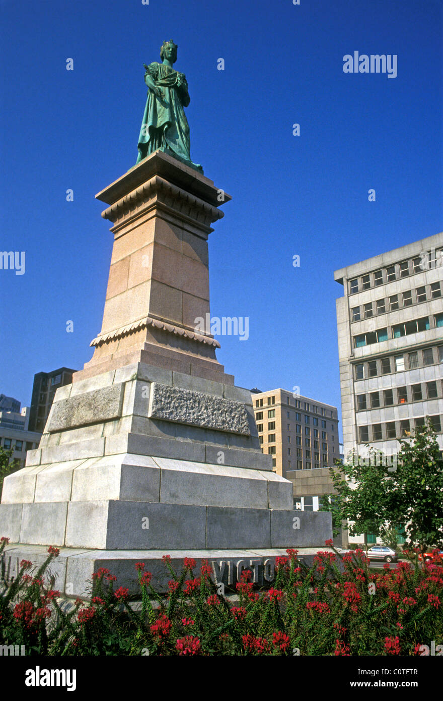 Queen Victoria Monument, Queen Victoria, monument, bronze statue, sculpture, Victoria Square, city of Montreal, Montreal, Quebec Province, Canada Stock Photo