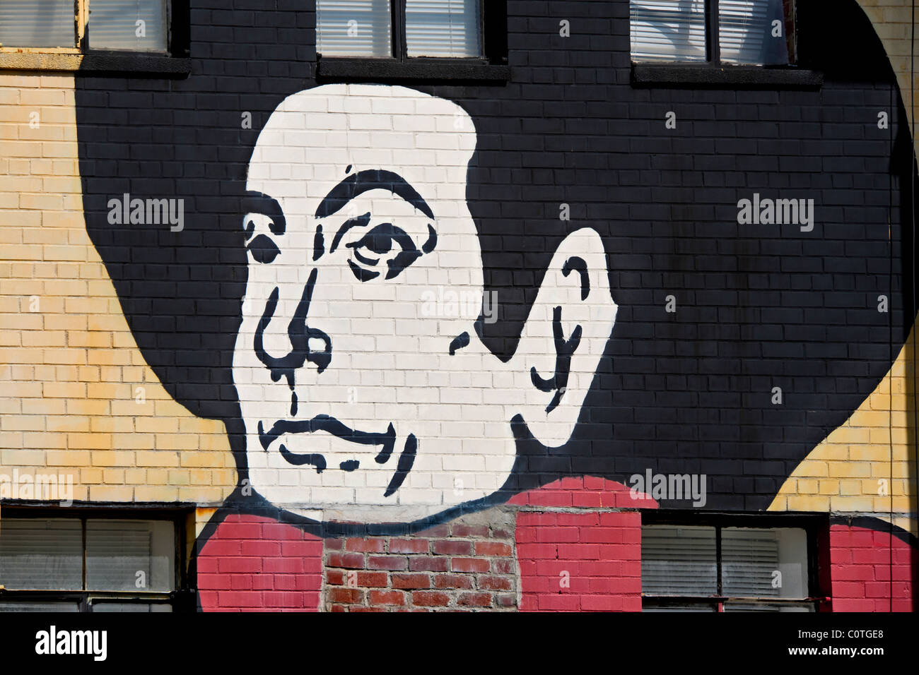 Famous iconic landmark mural in Adams Morgan after a poster painted by Toulouse-Lautrec of singer Aristide Bruant. Washington DC Stock Photo